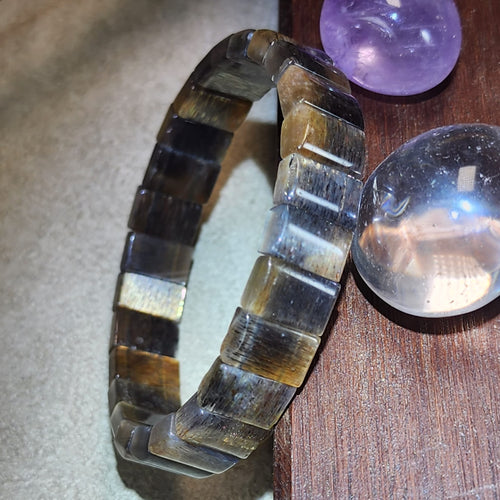 Black & Gold Sunstone Flat Bracelet