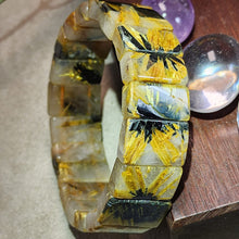 Load image into Gallery viewer, Golden Rutiles with Hematite Flat Bracelet
