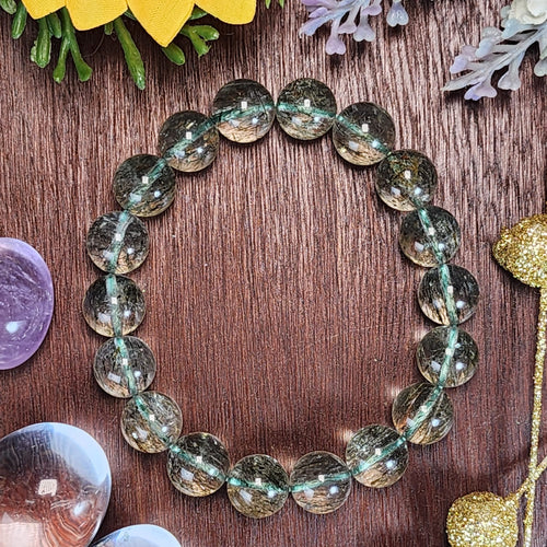 Green Tourmaline in Quartz Bracelet