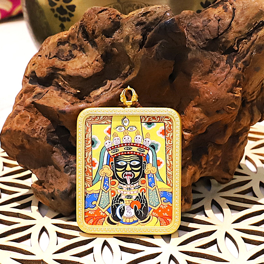🔥 Hand Drawn 扎基拉姆 Thangka Pendant – Wealth Magnet & Fierce Protection 🔥