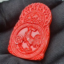 Load image into Gallery viewer, Hong Sha Cinnabar Rooster Guardian Deity Pendant (守护神)
