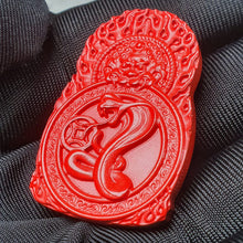Load image into Gallery viewer, Hong Sha Cinnabar Snake Guardian Deity Pendant (守护神)
