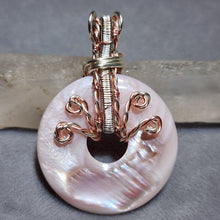 Load image into Gallery viewer, Handcrafted Wire-Wrapped Pink Shell Pendant
