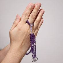 Load image into Gallery viewer, Handcrafted Crystal Juzu – Amethyst &amp; Clear Quartz
