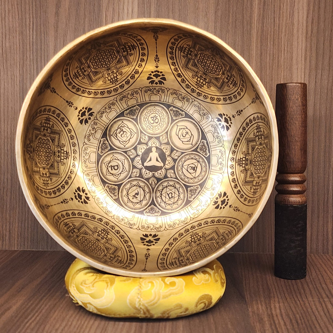 🕉️ Handmade Brass Singing Bowl with Sacred Carvings