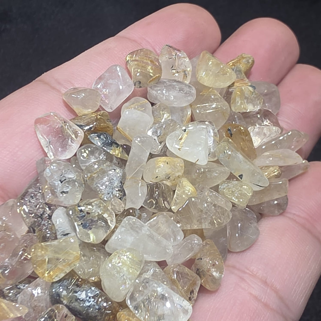 💎 Rutilated Quartz Loose Crystal Bits – Wealth & Energy Amplification