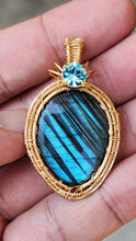 Load image into Gallery viewer, ✨ In-House Wire-Wrapped Labradorite Cabochon Pendant – Magic in Every Detail! ✨
