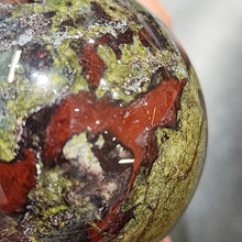 Load image into Gallery viewer, 🐉 Dragon Blood Jasper Sphere –  Strength, Courage &amp; Healing
