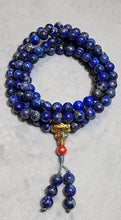 Load image into Gallery viewer, ✨ Lapis Lazuli Mala Necklace with Tibetan Silver OM Mani Padme Hum Guru Bead ✨

