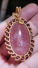 Load image into Gallery viewer, ✨💗 In-House Wire-Wrapped Rose Quartz x Rhodolite Garnet Pendant 💗✨
