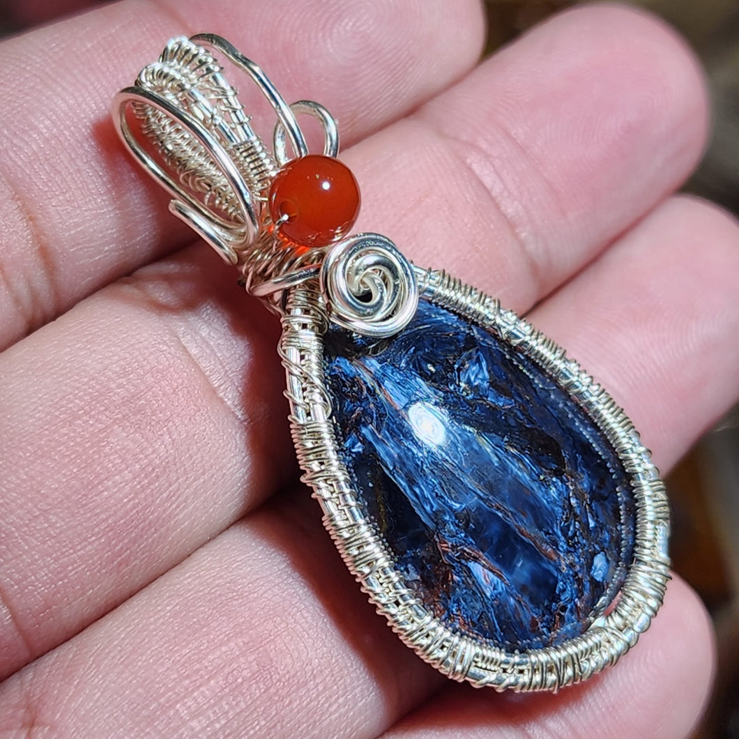 💙 In-House Wire-Wrapped Blue Pietersite Pendant (Namibia) – Vision • Transformation • Spiritual Awakening 💙