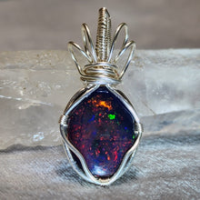 Load image into Gallery viewer, In-House Wire-Wrapped Black Opal Pendant – One-of-a-Kind Crystal Jewelry
