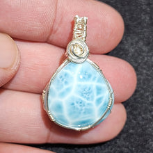 Load image into Gallery viewer, 🌊 In-House Wire-Wrapped Larimar Pendant – Serenity &amp; Sea Energy 🌊
