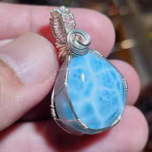 Load image into Gallery viewer, 🌊 In-House Wire-Wrapped Larimar Pendant – Serenity &amp; Sea Energy 🌊
