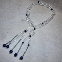 Load image into Gallery viewer, Handcrafted Crystal Juzu – Clear Quartz &amp; Lapis Lazuli
