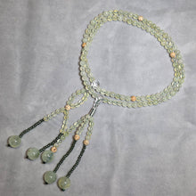 Load image into Gallery viewer, 🌿 Handcrafted Crystal Juzu – Prehnite &amp; Xinyue Bodhi | Soka Gakkai Style
