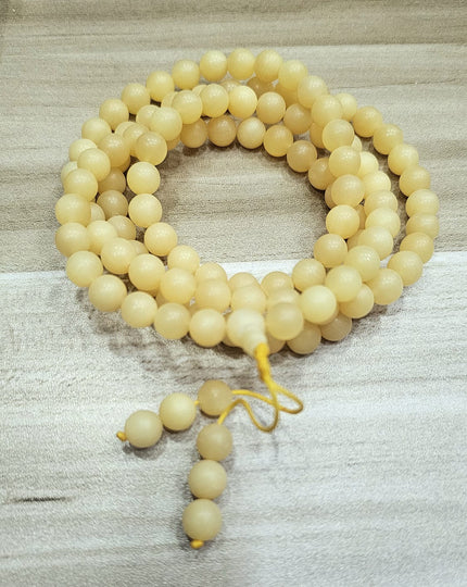 Golden Tridacna 108-Beads Mala Necklace – Prosperity & Spiritual Harmony