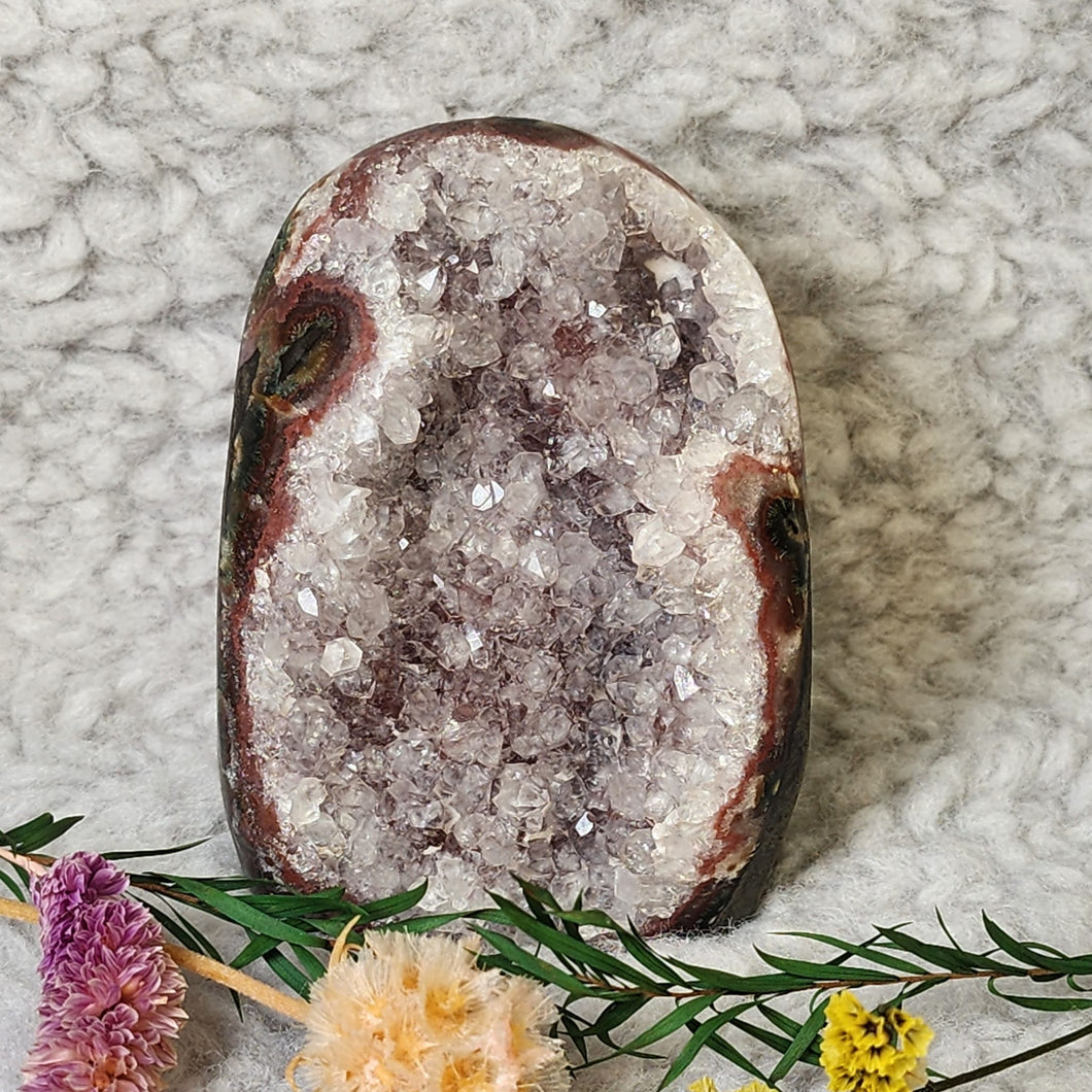 Amethyst Slab (Light greyish purple with red agate) – Stone of Peace & Protection