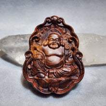 Load image into Gallery viewer, Hainan Rosewood Carving Pendant – Guanyin &amp; Laughing Buddha
