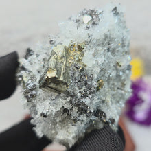 Load and play video in Gallery viewer, Pyrite with Quartz &amp; Sphalerite Specimen (Bulgaria) – 保加利亚黄铁矿伴生水晶与闪锌矿标本
