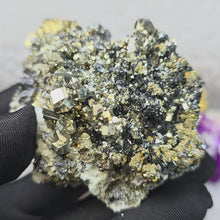 Load and play video in Gallery viewer, Pyrite with Quartz &amp; Sphalerite Specimen (Bulgaria) – 保加利亚黄铁矿伴生水晶与闪锌矿标本
