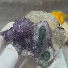 Load and play video in Gallery viewer, Amethyst Stalactite with Calcite Specimen (Uruguay) – 乌拉圭紫水晶钟乳石共生方解石标本
