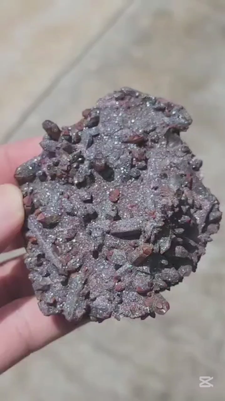 🔥 Raw Red Hematite with Specularite on Quartz 🔥
