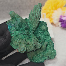 Load and play video in Gallery viewer, Dioptase with Malachite &amp; Chrysocolla Specimen (Congo) – 刚果翠铜矿共生孔雀石与蓝铜矿矿标
