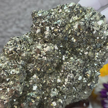 Load and play video in Gallery viewer, High-Grade Pyrite Crystal Cluster with Wooden Base (Huanzala, Peru) – 秘鲁华安萨拉高品质黄铁矿晶簇木座摆件
