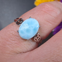 Load image into Gallery viewer, Larimar Ring (Adjustable) – 海纹石可调节戒指
