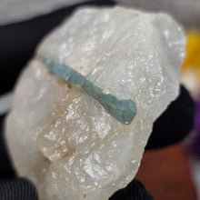Load image into Gallery viewer, Blue Tourmaline in Quartz Display – 蓝碧玺共生石英矿物摆件
