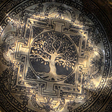 Load image into Gallery viewer, Handmade Tree of Life Carved Brass Singing Bowl – Harmony &amp; Renewal
