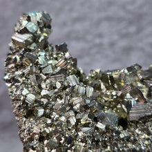 Load image into Gallery viewer, High-Grade Pyrite Crystal Cluster with Wooden Base (Huanzala, Peru) – 秘鲁华安萨拉高品质黄铁矿晶簇木座摆件
