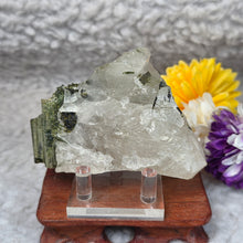 Load image into Gallery viewer, Green Tourmaline in Quartz Display – 绿碧玺共生石英矿物摆件

