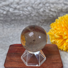 Load image into Gallery viewer, Golden Rutiles in Smoky Quartz Sphere – 金发晶烟晶圆球摆件
