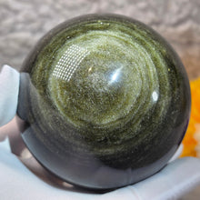 Load image into Gallery viewer, Golden Sheen Obsidian Sphere – 金曜石球
