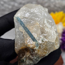 Load image into Gallery viewer, Blue Tourmaline in Quartz Display – 蓝碧玺共生石英矿物摆件
