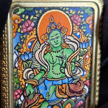 Load image into Gallery viewer, Hand-Drawn Tibetan Green Tara Pendant – 手绘藏传绿度母吊坠
