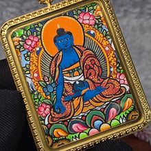 Load image into Gallery viewer, Hand-drawn Thangka Pendant – Medicine Buddha / 药师佛 (Bhaisajyaguru)

