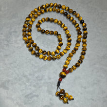 Load image into Gallery viewer, Yellow Tiger Eye 108 Beads Mala Necklace – Confidence, Protection &amp; Prosperity
