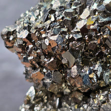Load image into Gallery viewer, High-Grade Pyrite Crystal Cluster with Wooden Base (Huanzala, Peru) – 秘鲁华安萨拉高品质黄铁矿晶簇木座摆件
