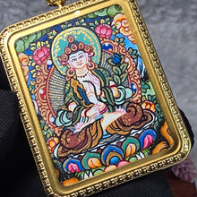 Load image into Gallery viewer, Hand-drawn Thangka Pendant – 虚空藏菩萨 / Akasagarbha Bodhisattva (Ox, Tiger Zodiac)
