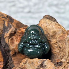 Load image into Gallery viewer, Black Nephrite Laughing Buddha Pendant – 塔青和田玉笑佛吊坠

