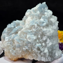 Load image into Gallery viewer, Blue Barite on Calcite Mineral Specimen – Morocco - 摩洛哥蓝重晶石共生方解石矿物标本
