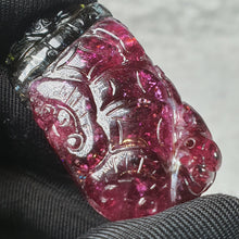 Load image into Gallery viewer, Multi-Colour Tourmaline Bat, Coins &amp; Ruyi Carving Pendant – Wealth &amp; Auspicious Blessings
