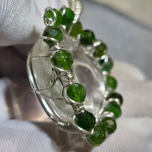 Load image into Gallery viewer, Clear Quartz Heart with Diopside Wire Wrapped Pendant – 白水晶心形透辉石绕线吊坠
