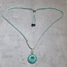 Load image into Gallery viewer, Amazonite Donut Pendant with Necklace – 天河石平安扣吊坠配项链
