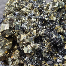 Load image into Gallery viewer, Pyrite with Quartz &amp; Sphalerite Specimen (Bulgaria) – 保加利亚黄铁矿伴生水晶与闪锌矿标本
