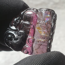 Load image into Gallery viewer, Bi-Tone Tourmaline Bat, Coins, Bamboo &amp; Ruyi Carving – Blessings, Growth &amp; Prosperity
