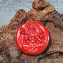Load image into Gallery viewer, Hong Sha Cinnabar Green Tara Carving Pendant – Protection · Healing · Spiritual Guidance

